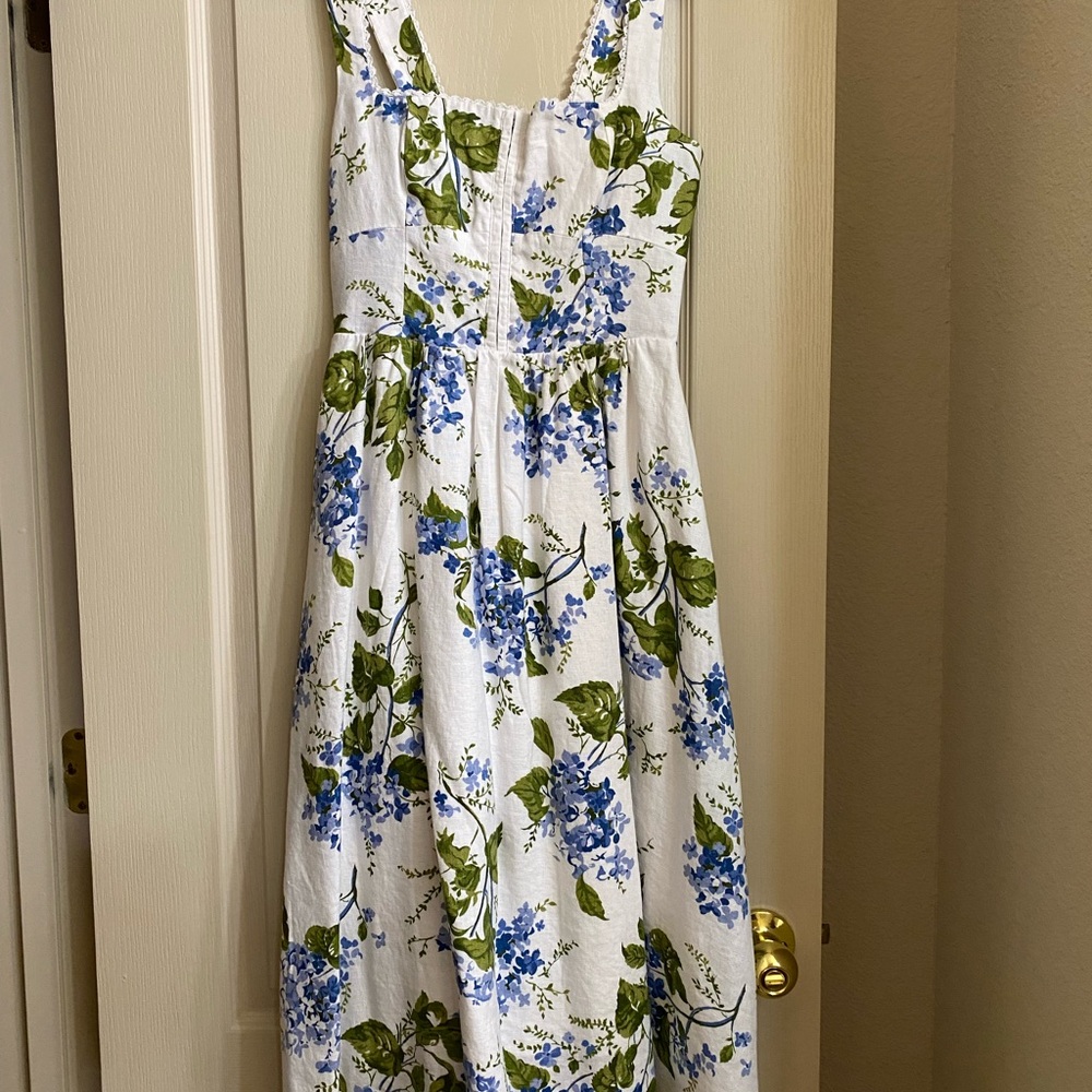 Reformation Blue and Green Floral Dress